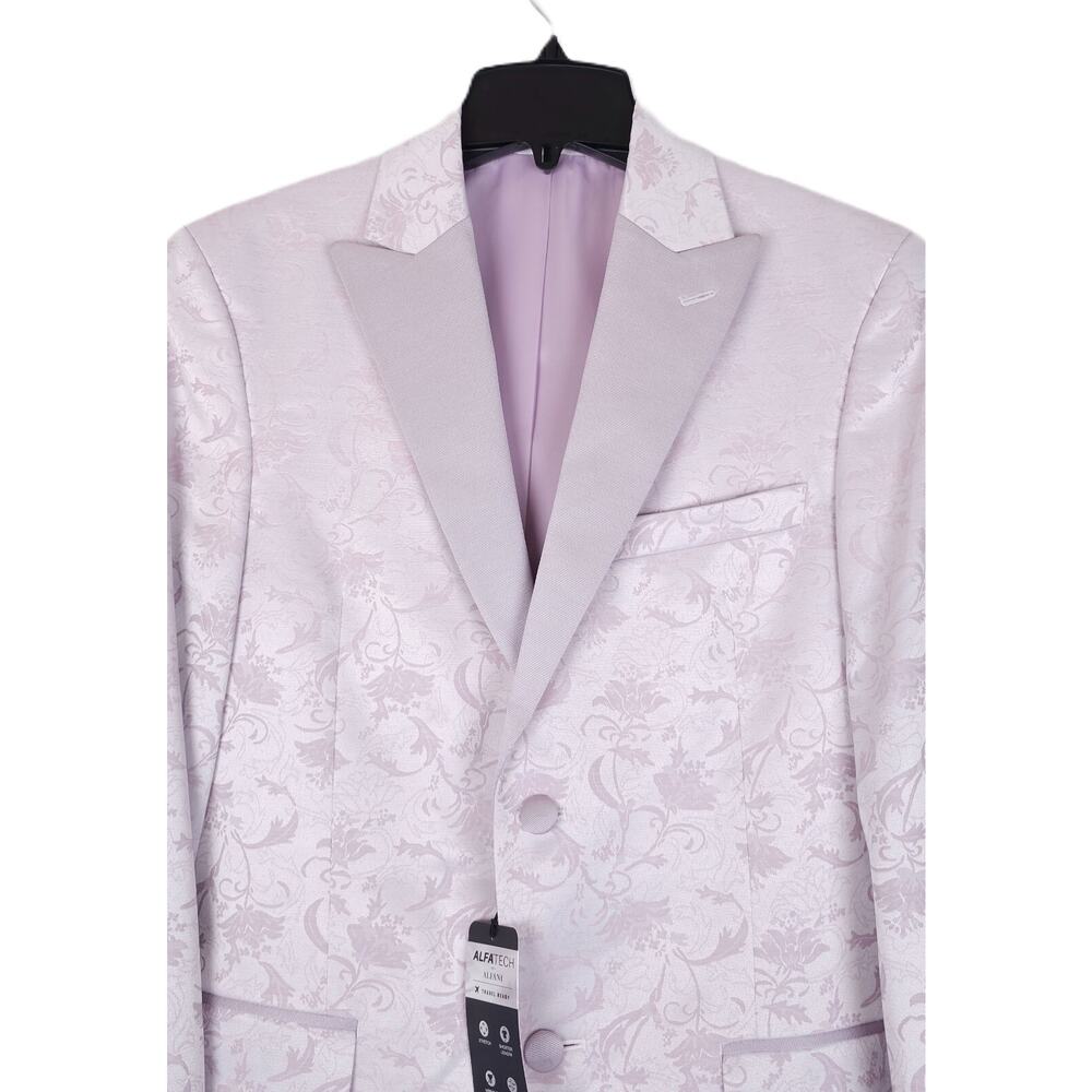 Alfani Mens Slim Fit Evening Jacket Blazer 38R Pink Floral Stretch Sheen NWT - Picture 4 of 7